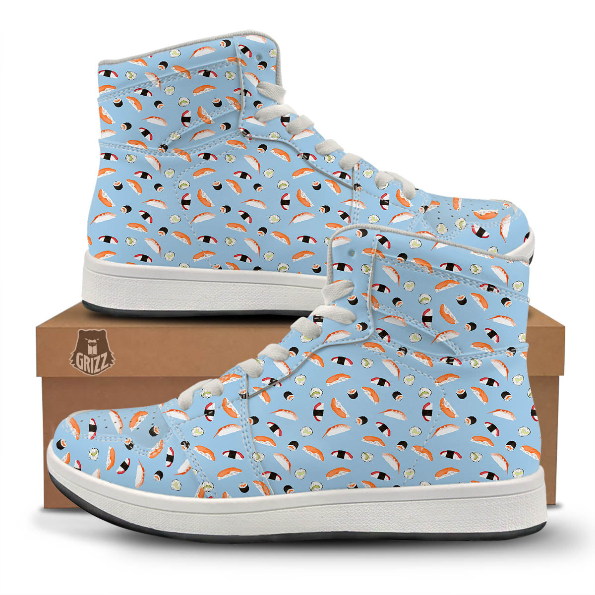 Rolls And Sushi Colorful Print Pattern High Top Sneakers-grizzshop