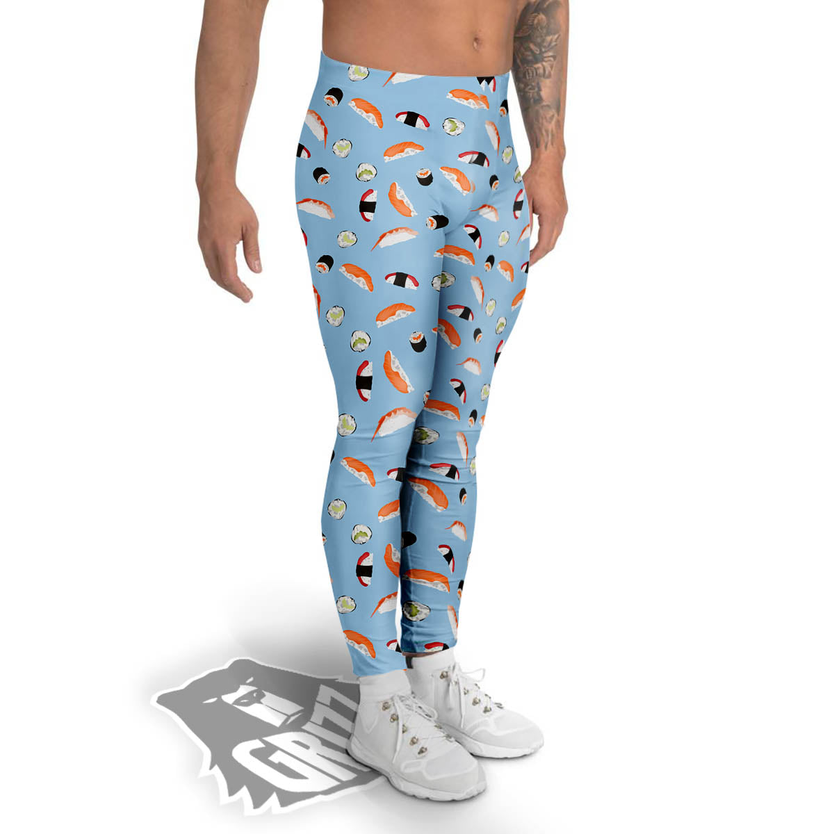 Rolls And Sushi Colorful Print Pattern Men's Leggings-grizzshop