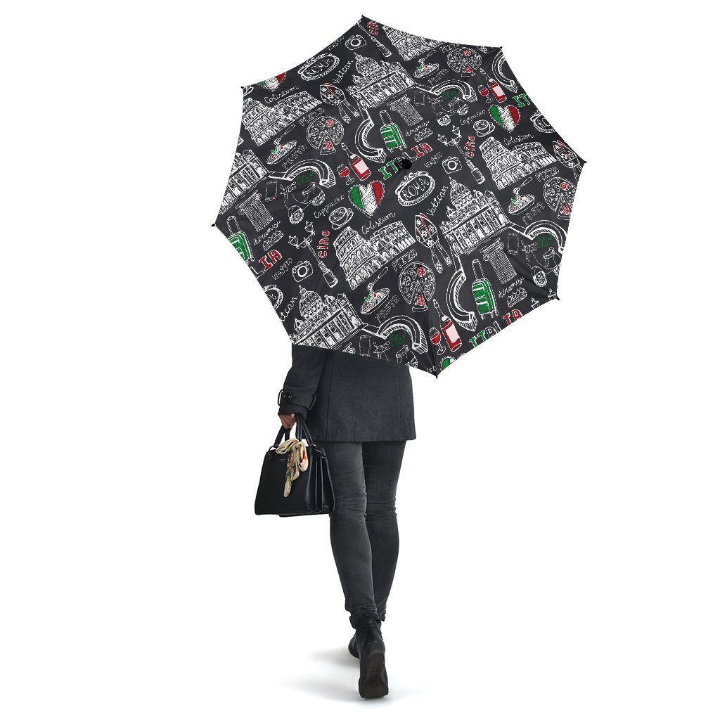 Rome Italy Pattern Print Automatic Foldable Umbrella-grizzshop