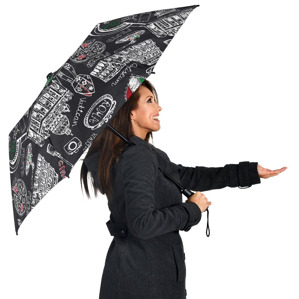 Rome Italy Pattern Print Automatic Foldable Umbrella-grizzshop