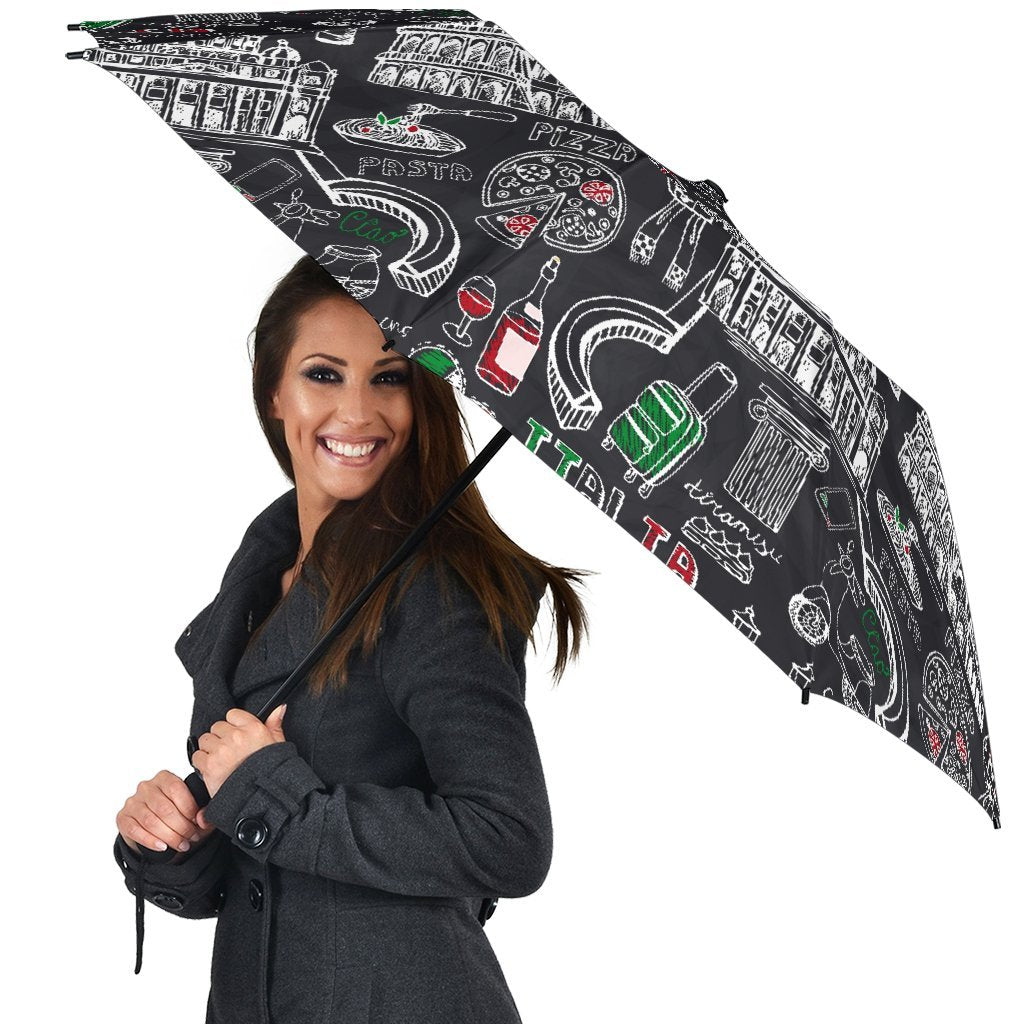 Rome Italy Pattern Print Automatic Foldable Umbrella-grizzshop