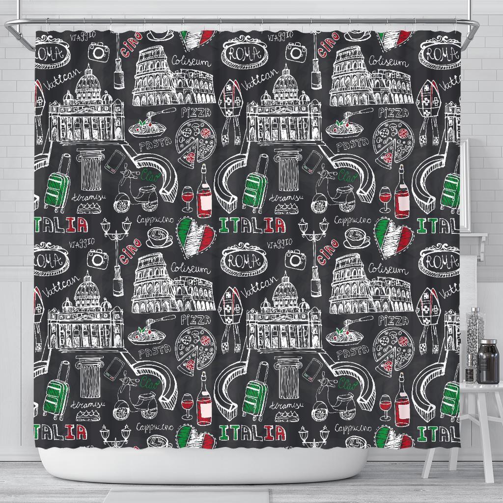 Rome Italy Pattern Print Bathroom Shower Curtain-grizzshop