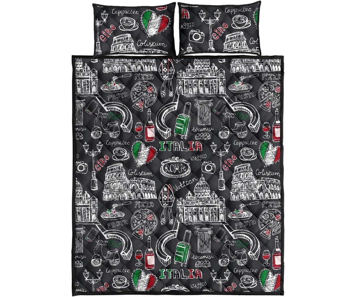 Rome Italy Pattern Print Bed Set Quilt-grizzshop