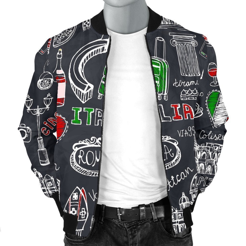 Rome Italy Pattern Print Men's Bomber Jacket-grizzshop