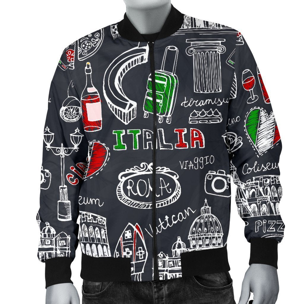 Rome Italy Pattern Print Men's Bomber Jacket-grizzshop