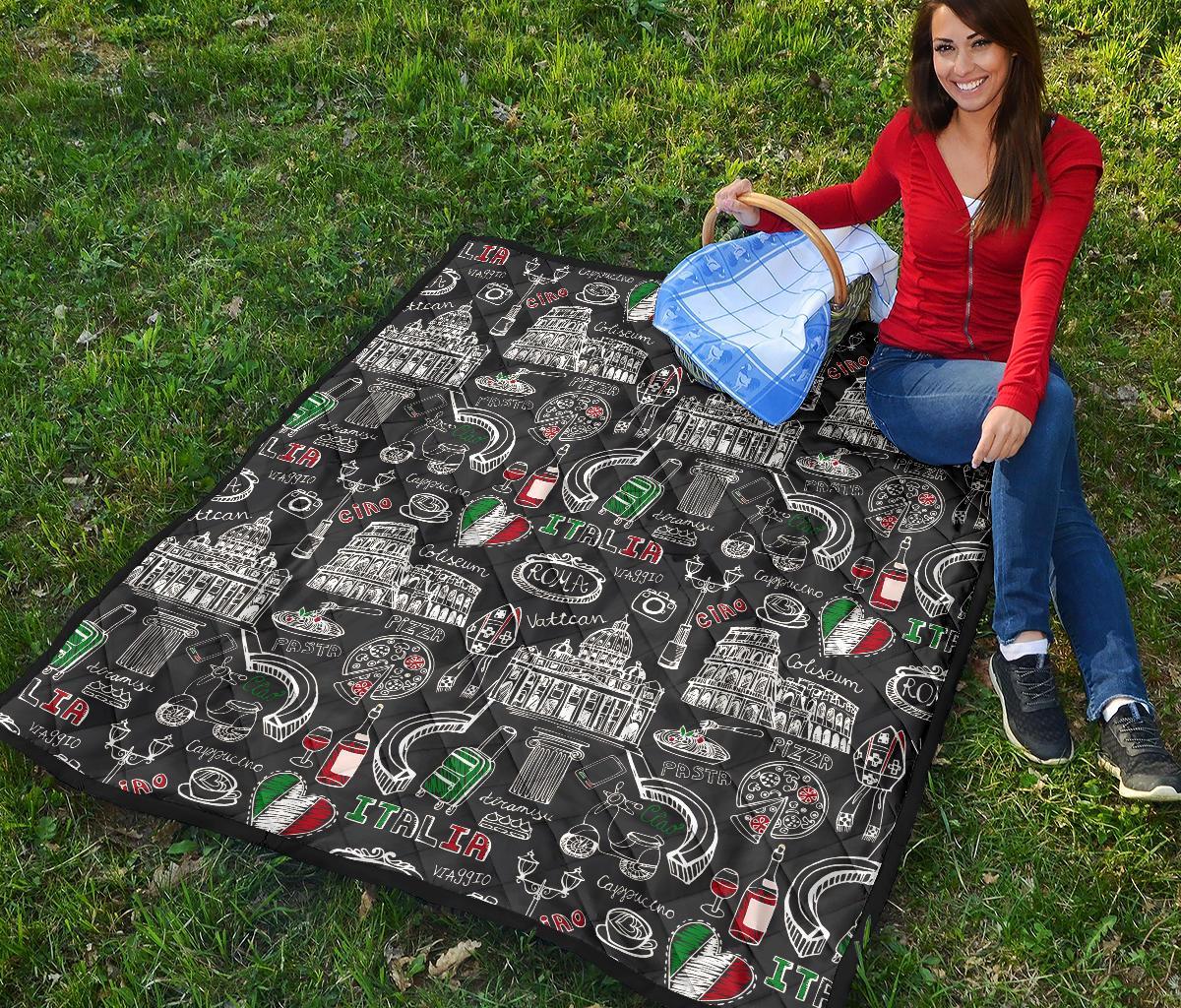 Rome Italy Pattern Print Quilt-grizzshop