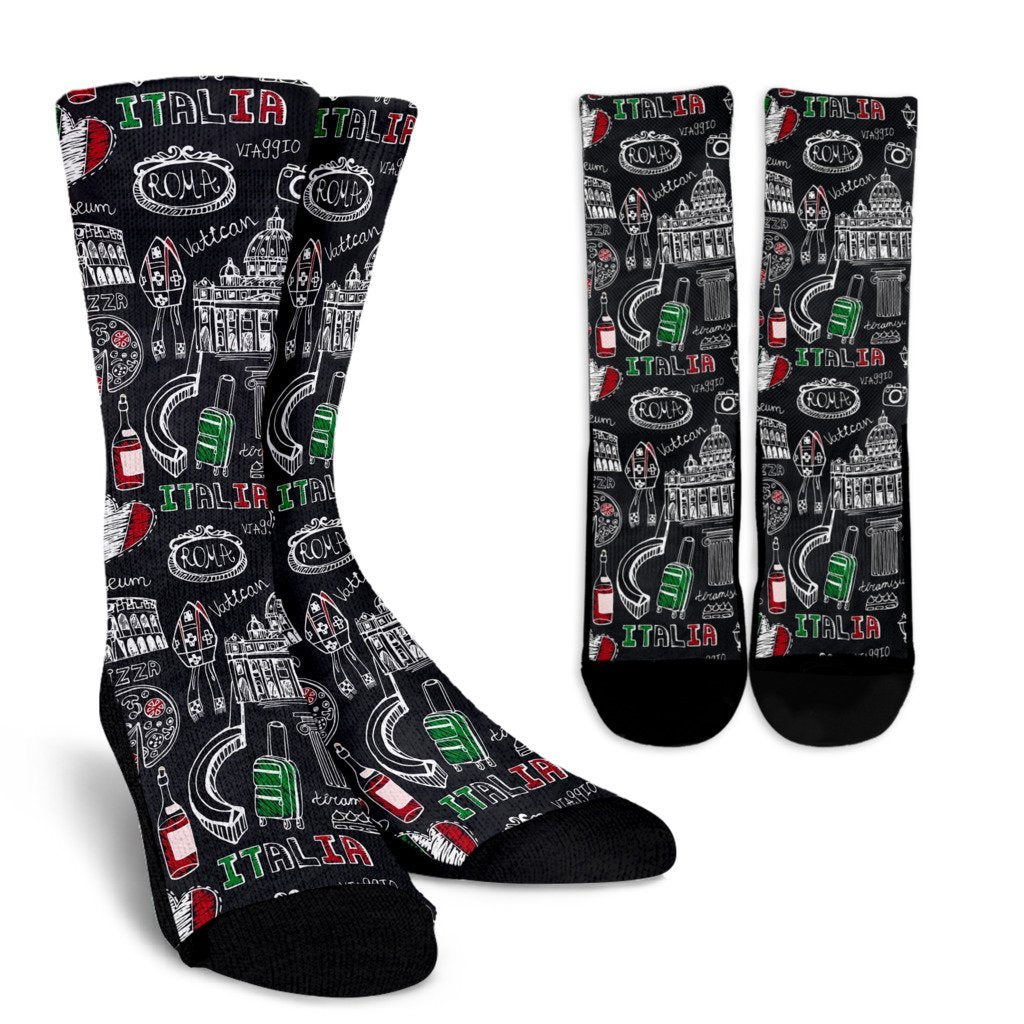 Rome Italy Pattern Print Unisex Crew Socks-grizzshop