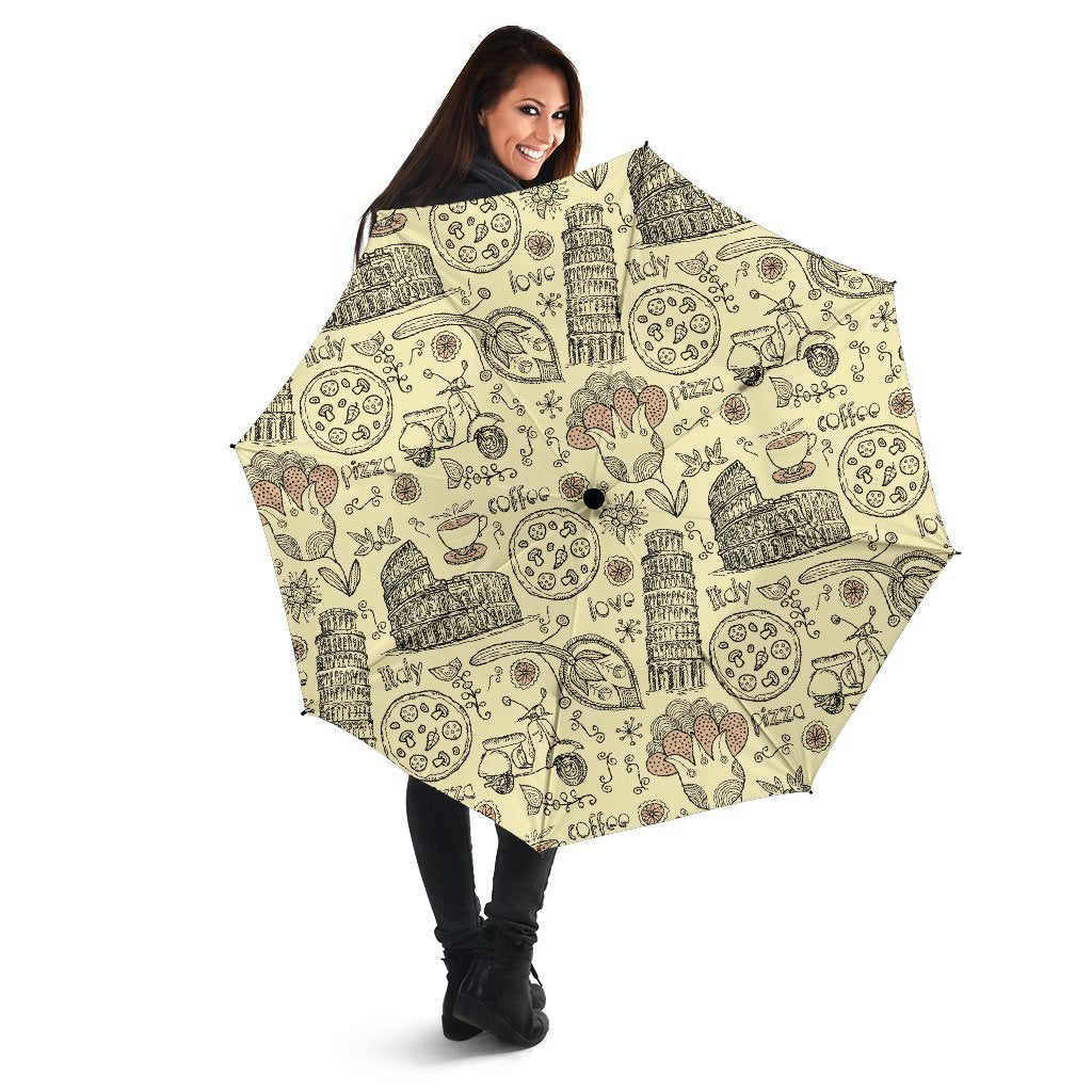 Rome Pattern Print Automatic Foldable Umbrella-grizzshop