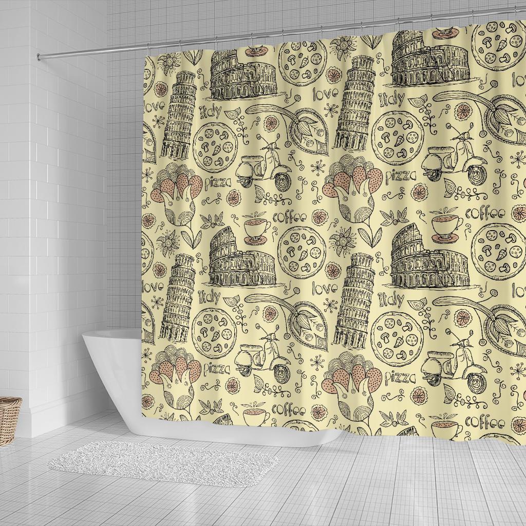 Rome Pattern Print Bathroom Shower Curtain-grizzshop