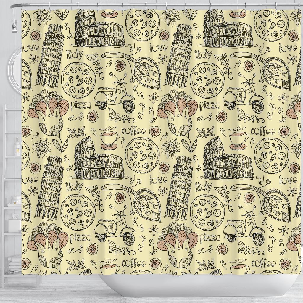 Rome Pattern Print Bathroom Shower Curtain-grizzshop