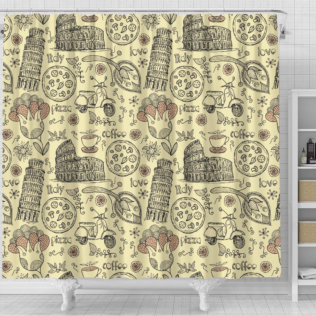 Rome Pattern Print Bathroom Shower Curtain-grizzshop