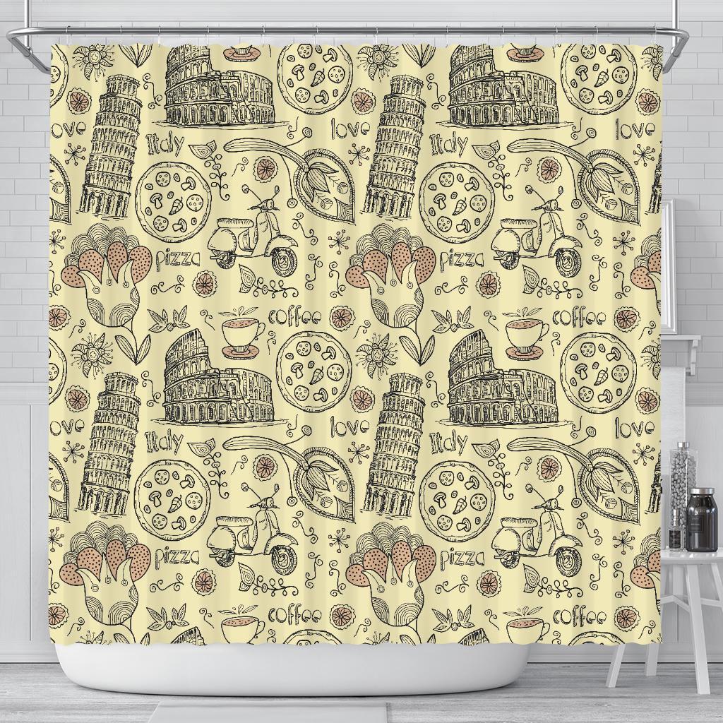 Rome Pattern Print Bathroom Shower Curtain-grizzshop