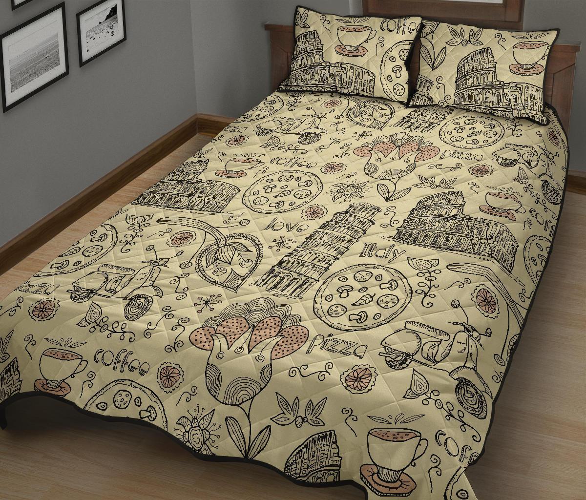 Rome Pattern Print Bed Set Quilt-grizzshop