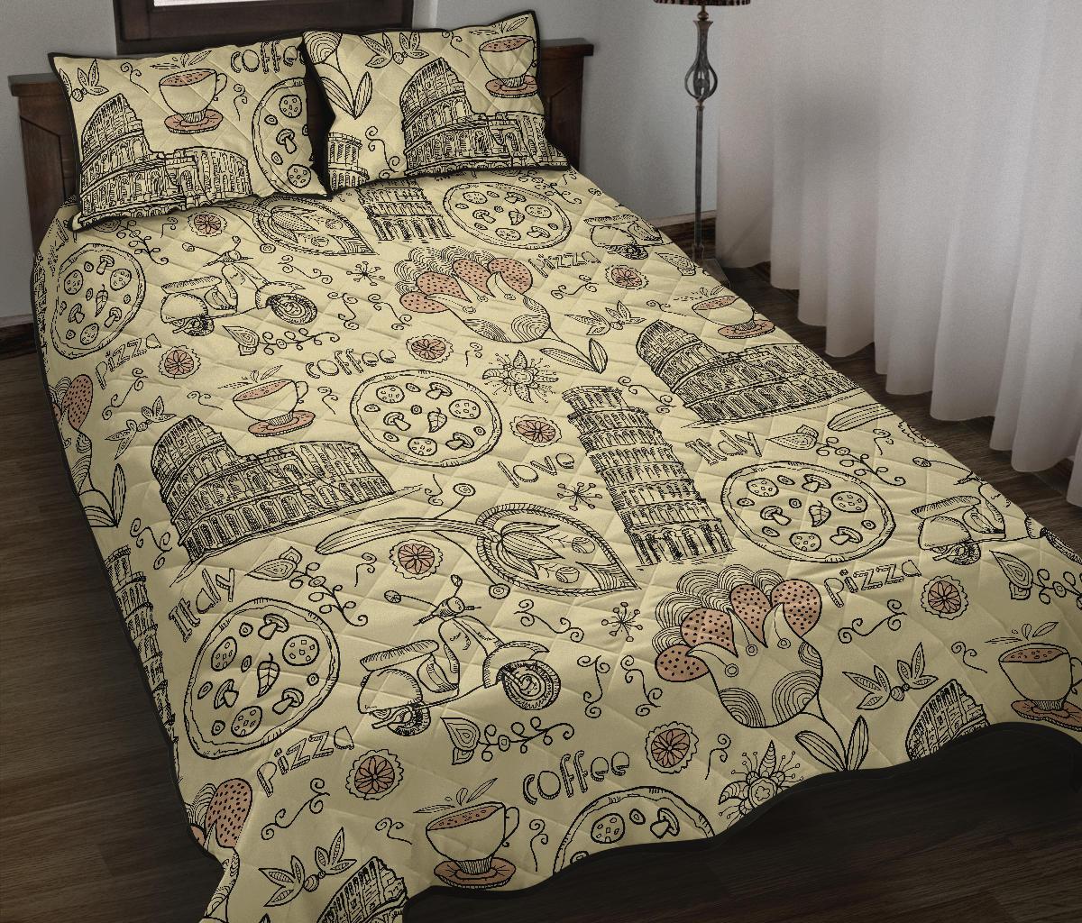 Rome Pattern Print Bed Set Quilt-grizzshop