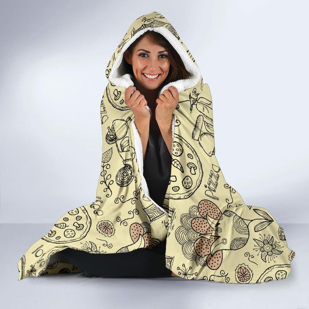 Rome Pattern Print Hooded Blanket-grizzshop