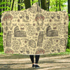 Rome Pattern Print Hooded Blanket-grizzshop