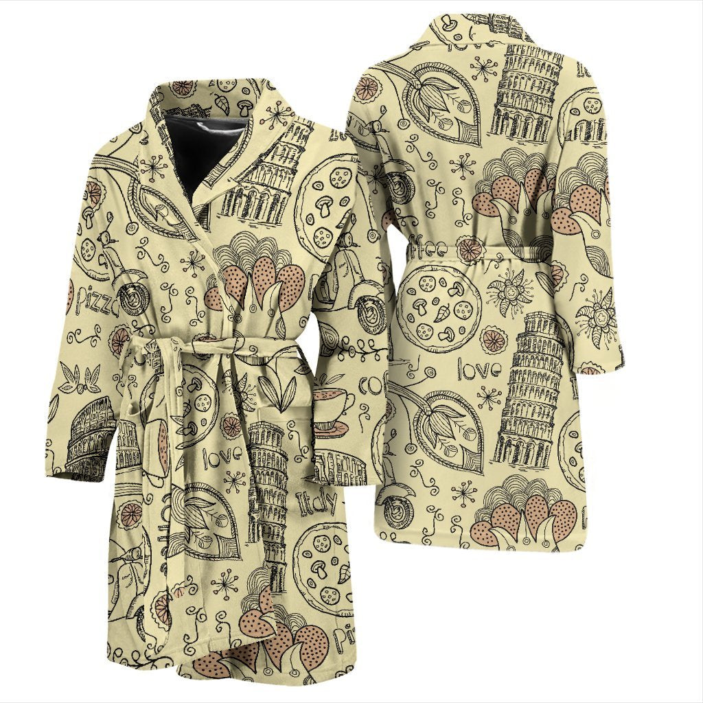 Rome Pattern Print Men Long Robe-grizzshop