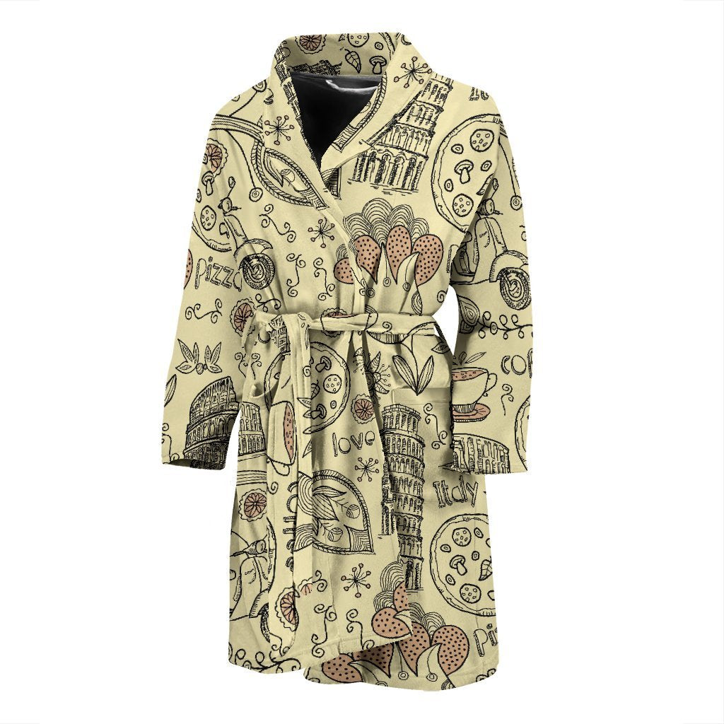 Rome Pattern Print Men Long Robe-grizzshop