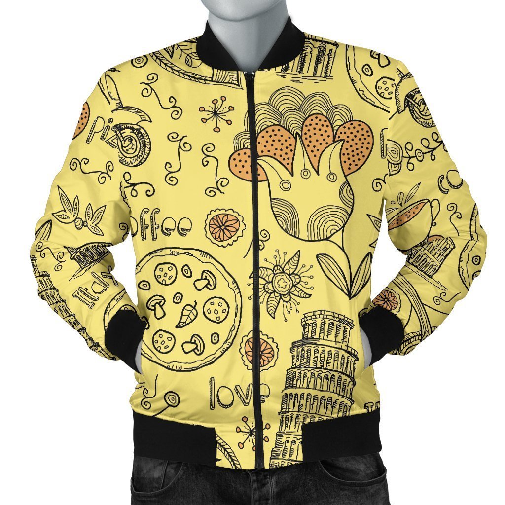 Rome Pattern Print Men's Bomber Jacket-grizzshop