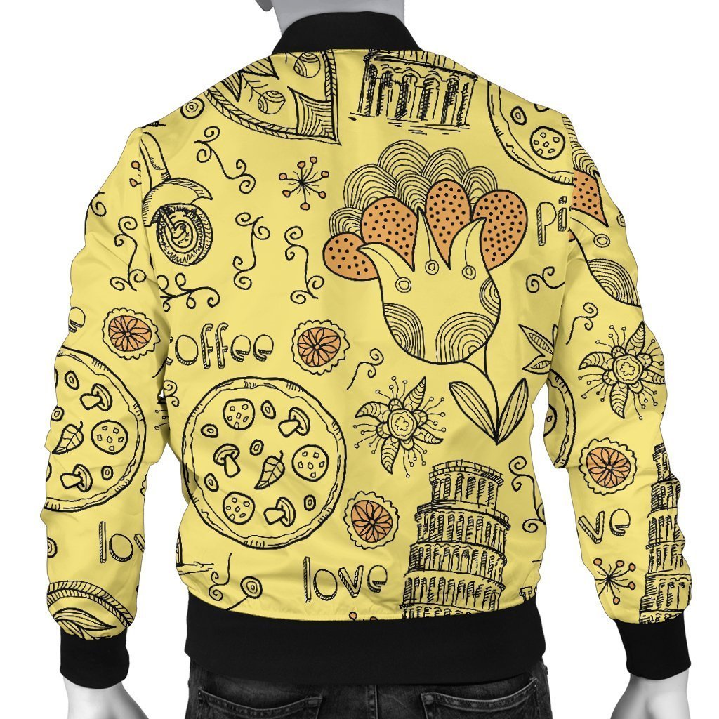 Rome Pattern Print Men's Bomber Jacket-grizzshop