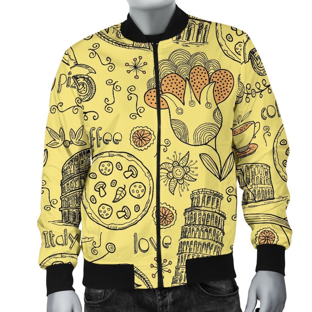 Rome Pattern Print Men's Bomber Jacket-grizzshop