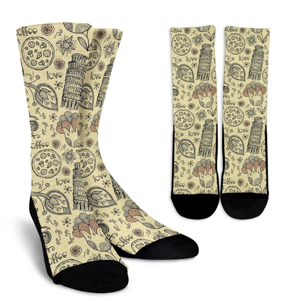 Rome Pattern Print Unisex Crew Socks-grizzshop