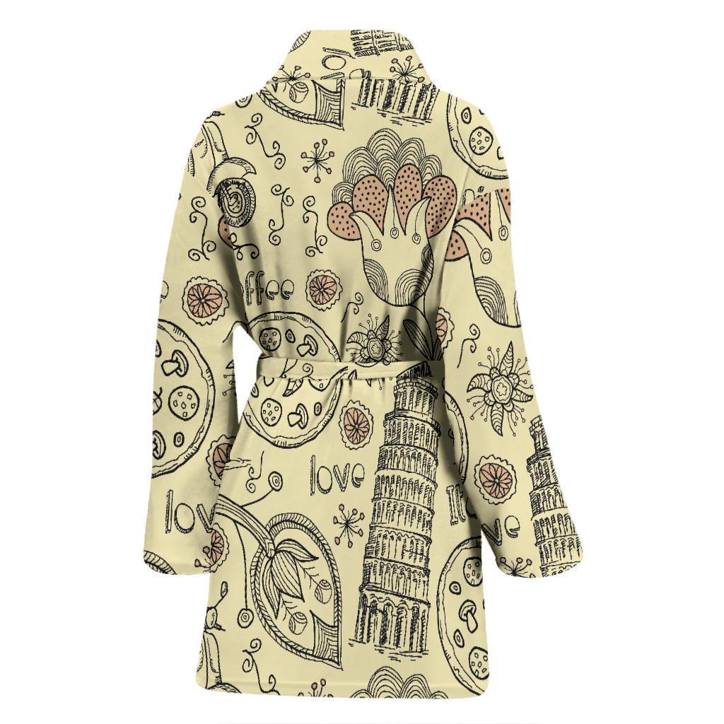 Rome Pattern Print Women Long Robe-grizzshop