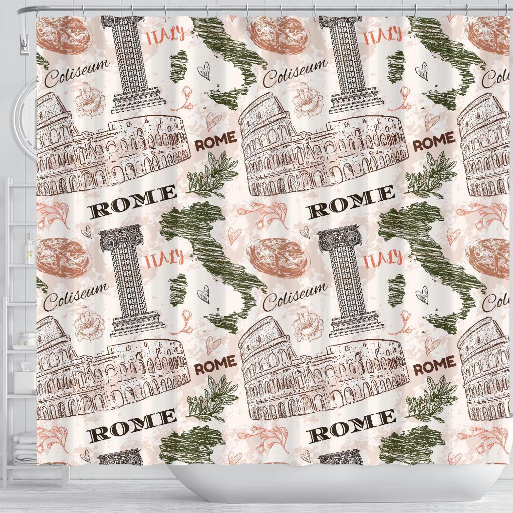Rome Print Pattern Bathroom Shower Curtain-grizzshop