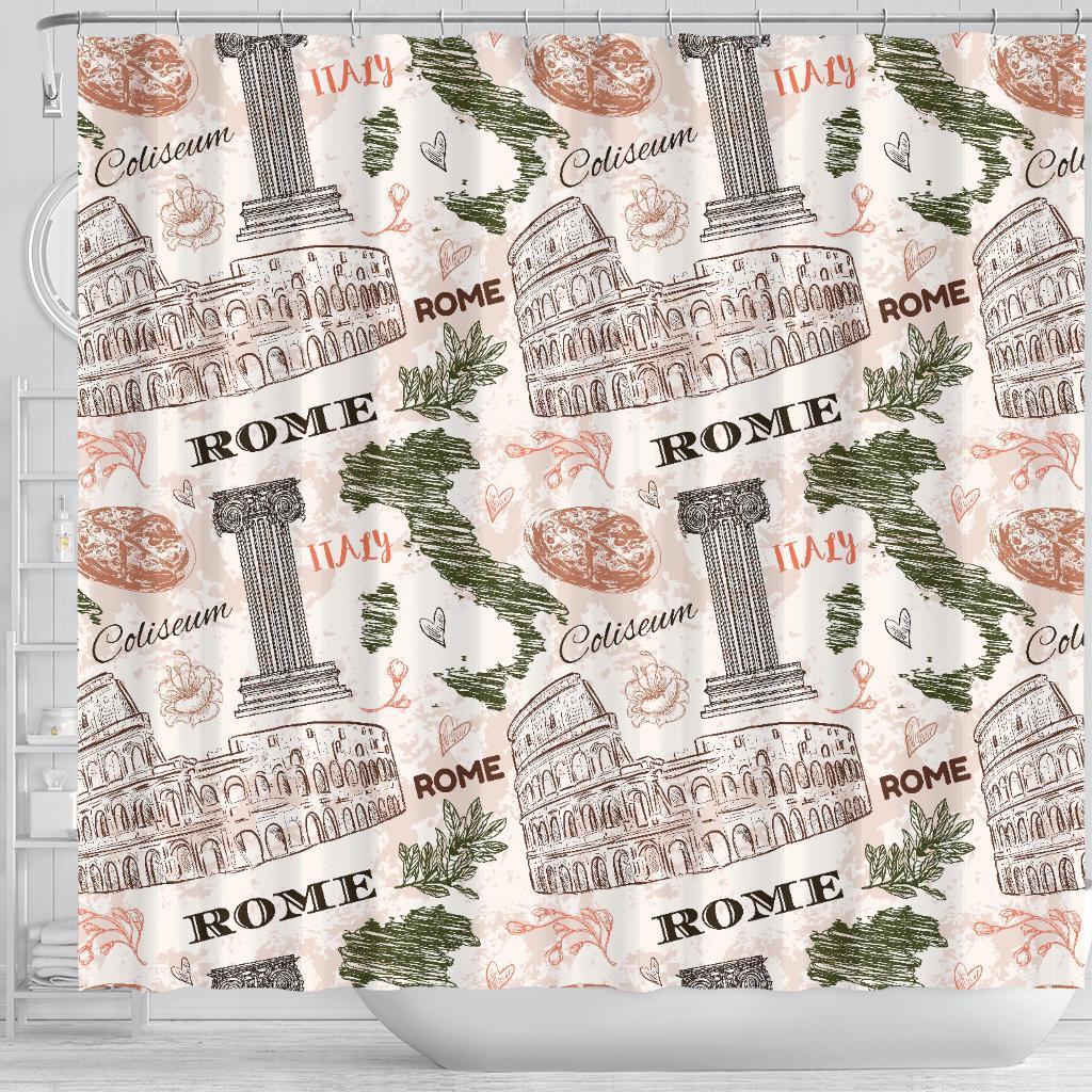 Rome Print Pattern Bathroom Shower Curtain-grizzshop