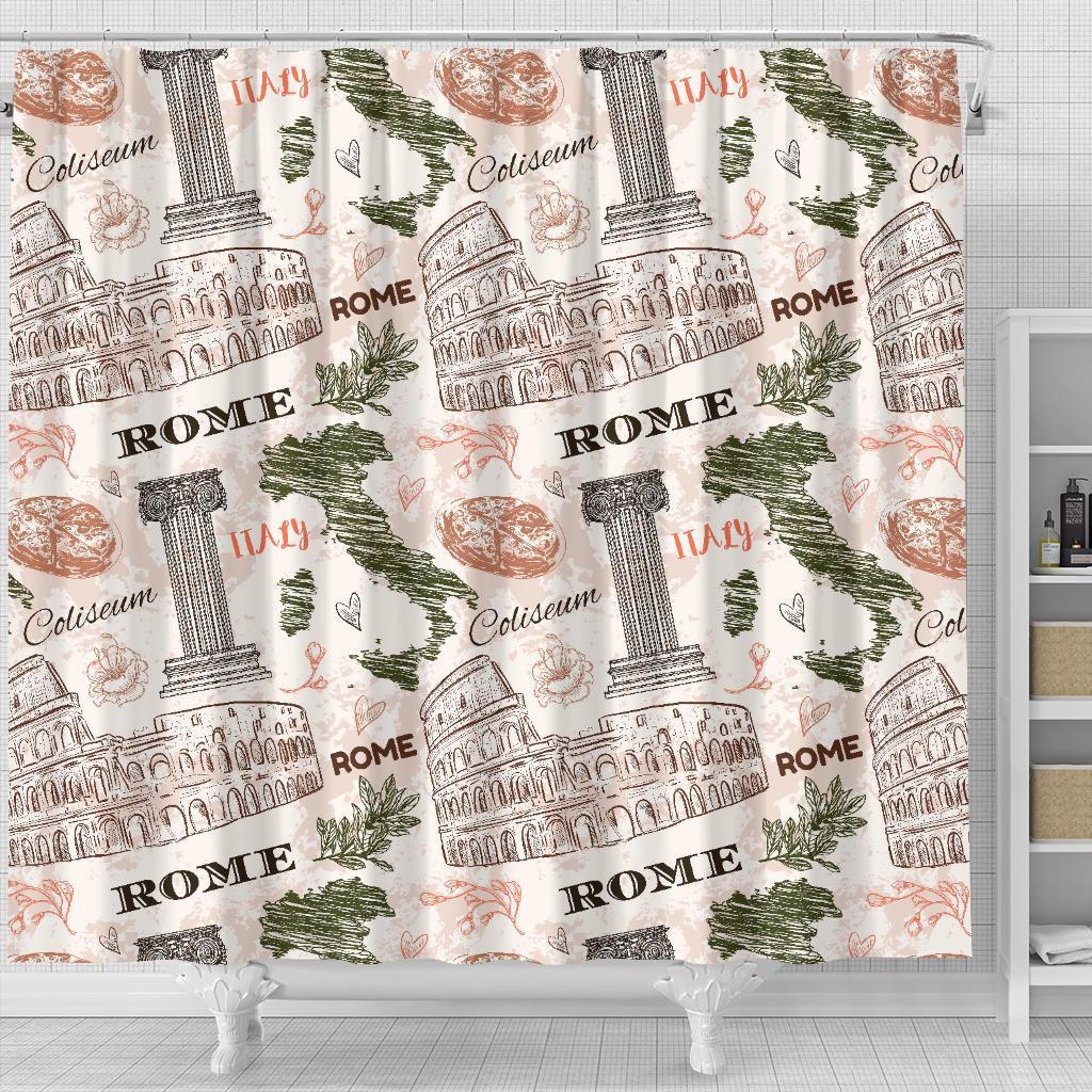 Rome Print Pattern Bathroom Shower Curtain-grizzshop