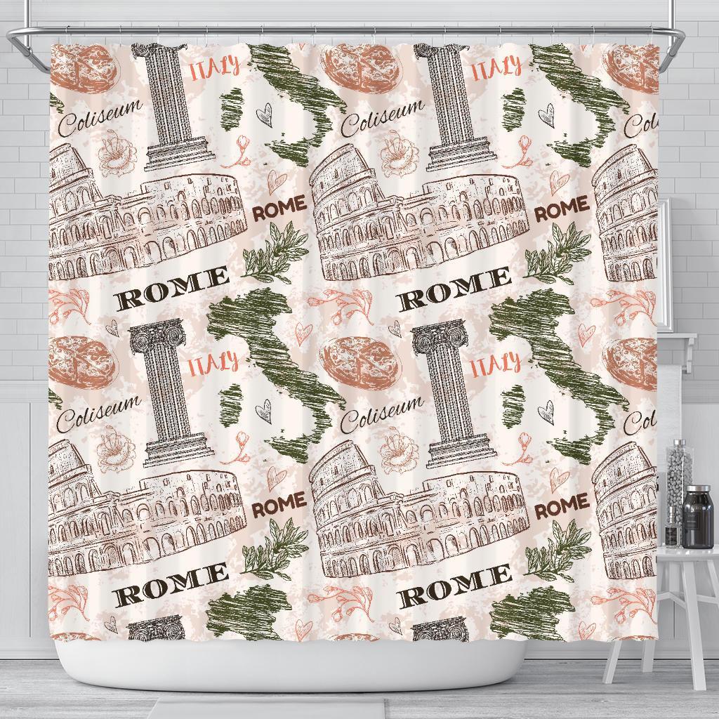 Rome Print Pattern Bathroom Shower Curtain-grizzshop