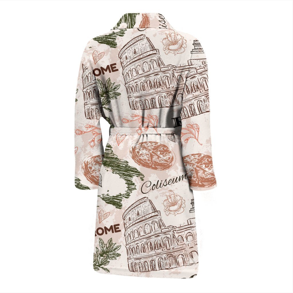 Rome Print Pattern Men Long Robe-grizzshop