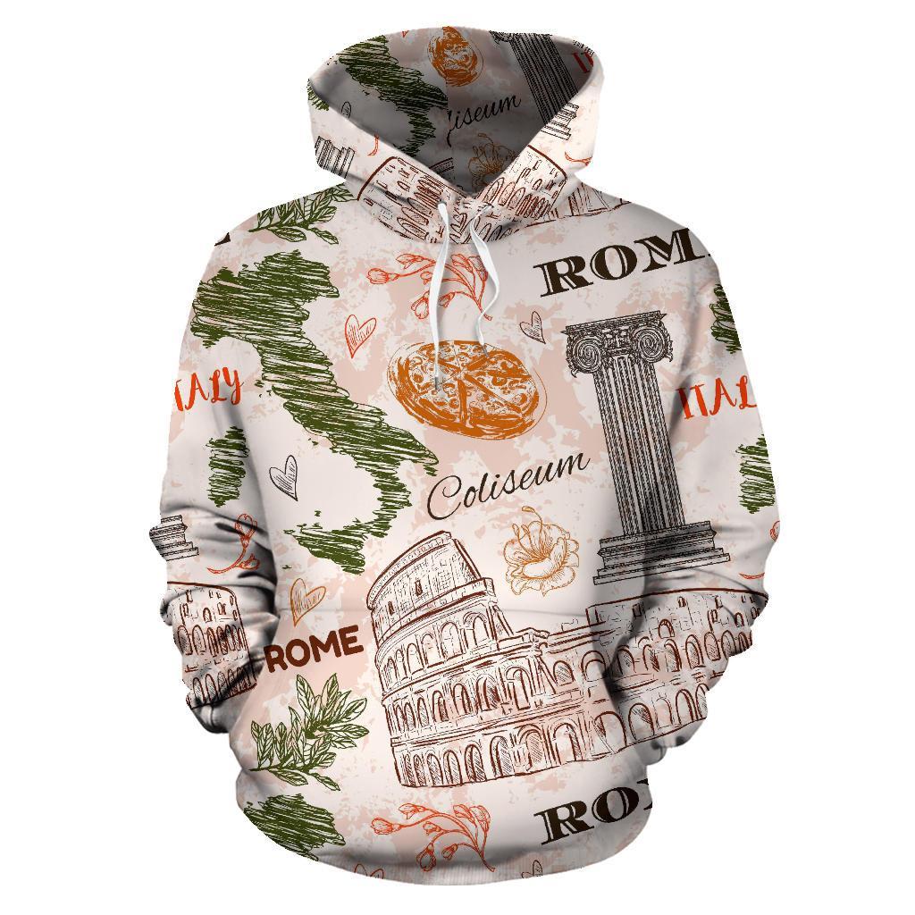 Rome Print Pattern Men Women Pullover Hoodie-grizzshop