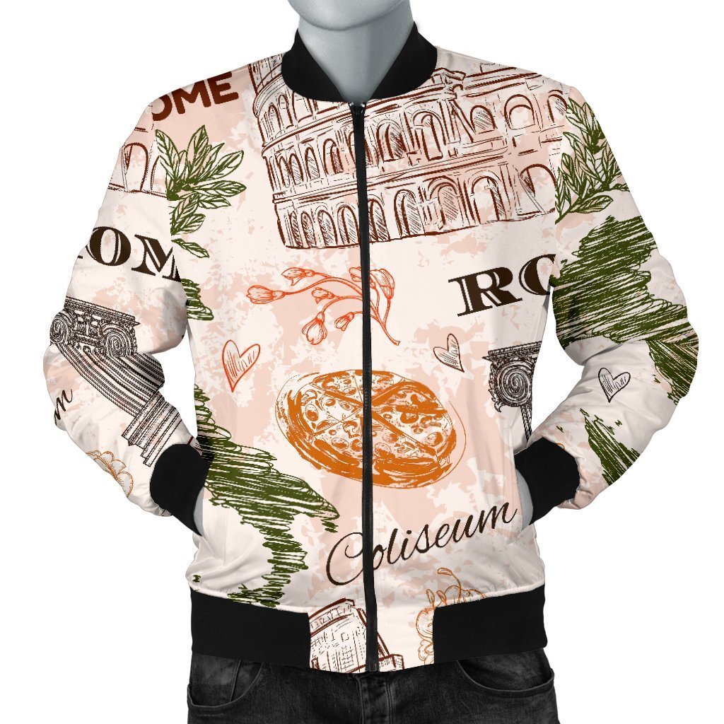 Rome Print Pattern Men's Bomber Jacket-grizzshop