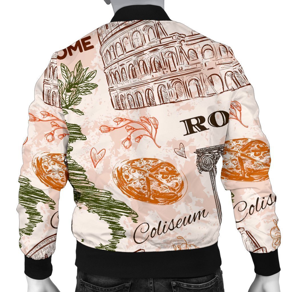 Rome Print Pattern Men's Bomber Jacket-grizzshop