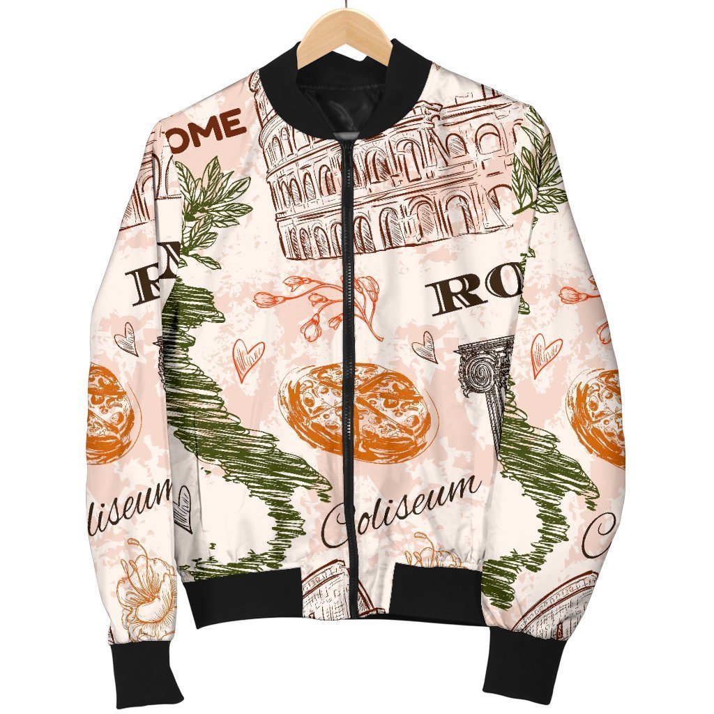 Rome Print Pattern Men's Bomber Jacket-grizzshop