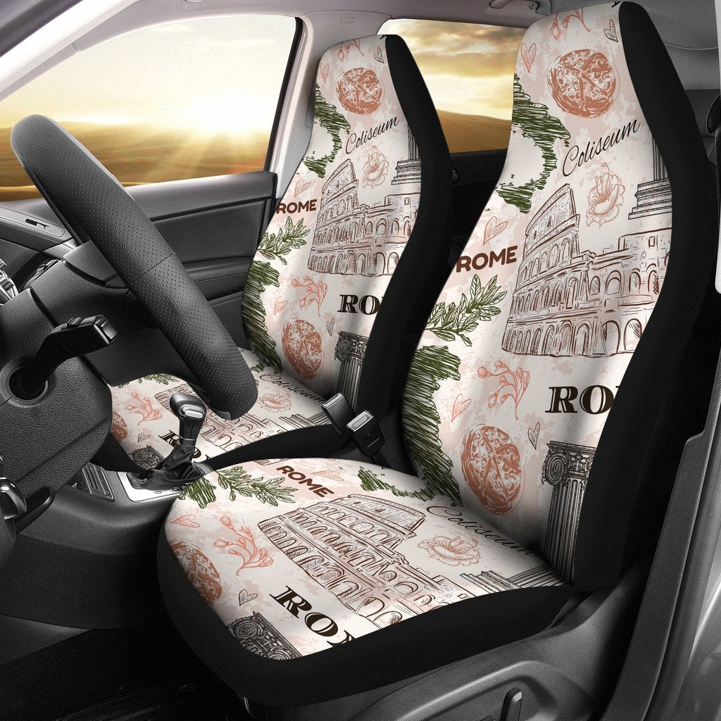 Rome Print Pattern Universal Fit Car Seat Covers-grizzshop