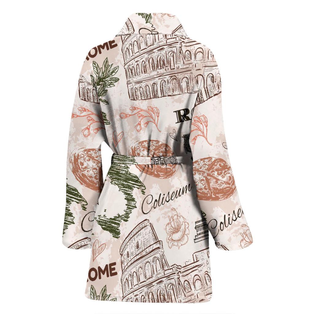 Rome Print Pattern Women Long Robe-grizzshop