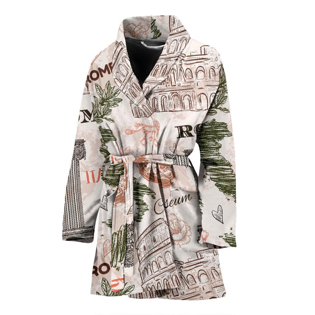 Rome Print Pattern Women Long Robe-grizzshop