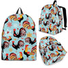 Rooster Blue Pattern Print Backpack-grizzshop