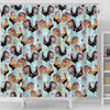 Rooster Blue Pattern Print Bathroom Shower Curtain-grizzshop