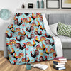 Rooster Blue Pattern Print Blanket-grizzshop