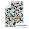 Rooster Blue Pattern Print Blanket-grizzshop