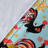 Rooster Blue Pattern Print Blanket-grizzshop