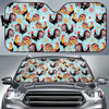 Rooster Blue Pattern Print Car Sun Shade-grizzshop