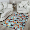 Rooster Blue Pattern Print Floor Mat-grizzshop