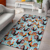 Rooster Blue Pattern Print Floor Mat-grizzshop