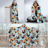 Rooster Blue Pattern Print Hooded Blanket-grizzshop