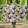 Rooster Blue Pattern Print Hooded Blanket-grizzshop