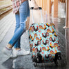 Rooster Blue Pattern Print Luggage Cover Protector-grizzshop